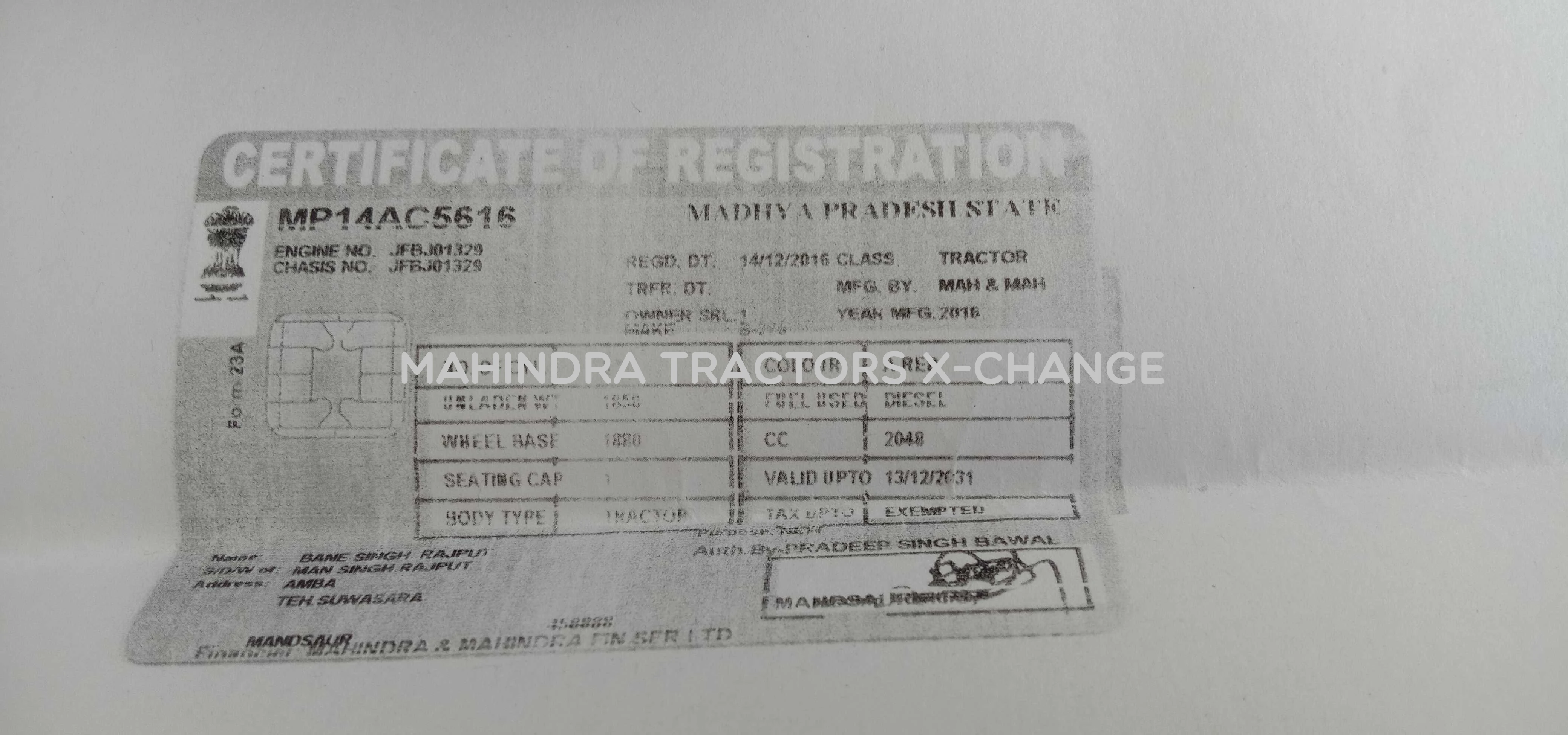 2016 Mahindra 275 DI TU-4