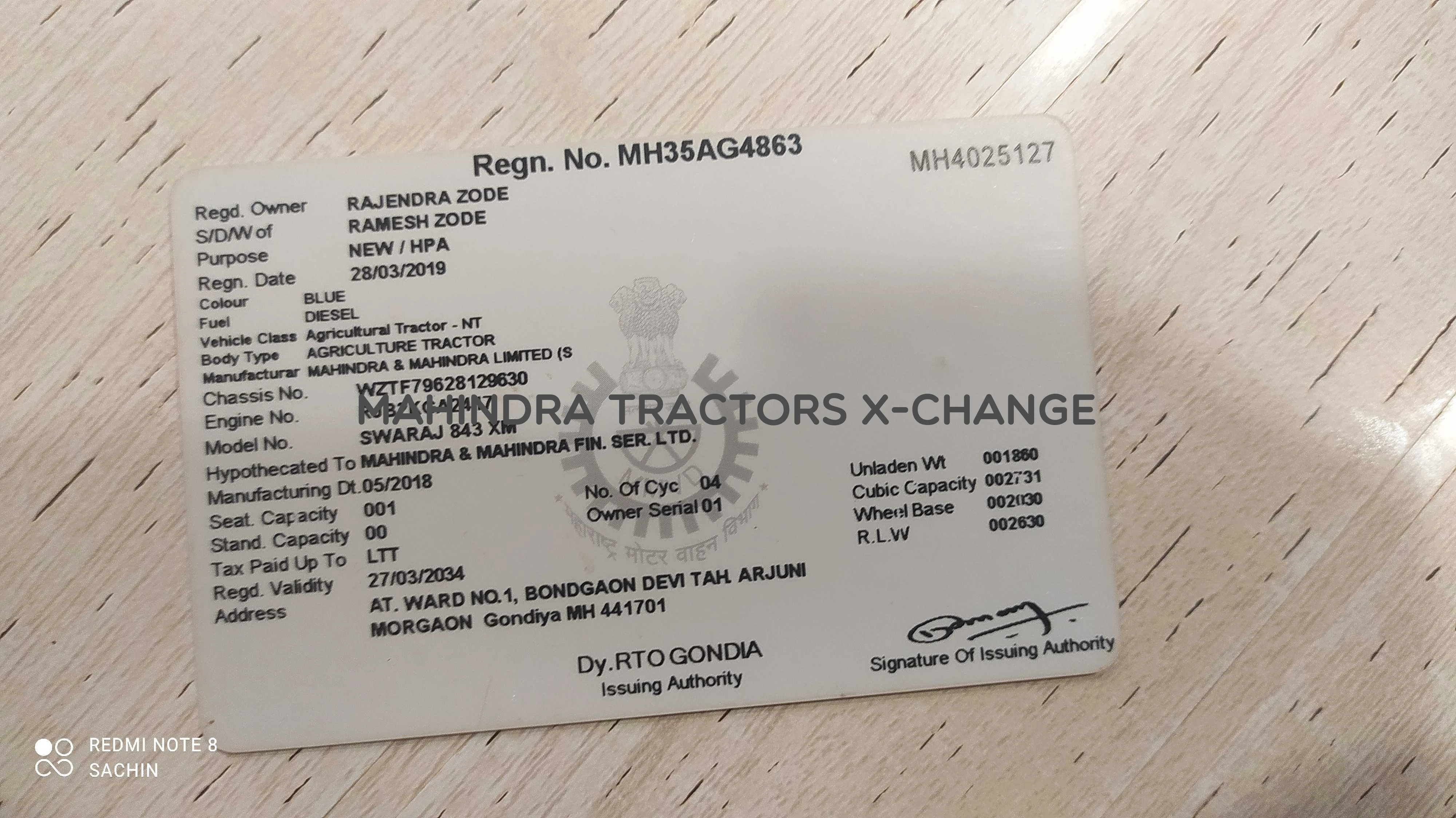 2018 Swaraj 843 XM-4